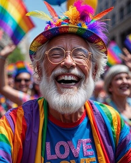 Bandera arcoíris ondeando en una playa del Garraf, representando el turismo LGTBIQ+ en Sitges y la comarca.