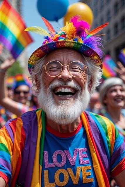 Bandera arcoíris ondeando en una playa del Garraf, representando el turismo LGTBIQ+ en Sitges y la comarca.