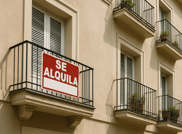 Cartel de piso en alquiler en Sitges (Garraf) durante 2025, ejemplo del mercado inmobiliario local.