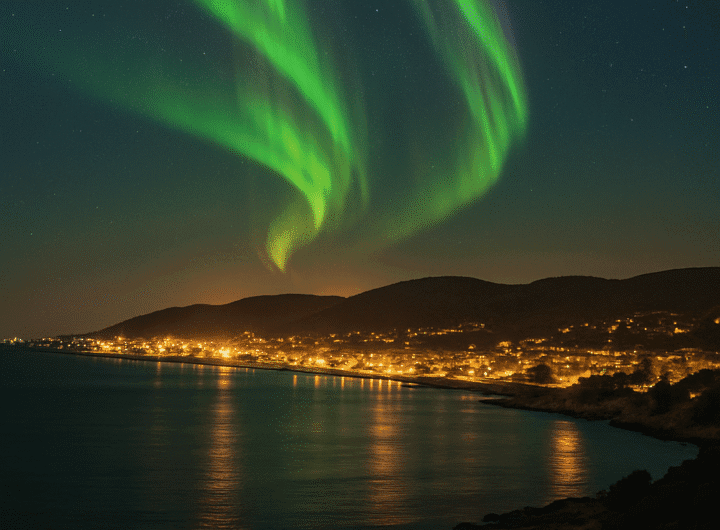Auroras boreales visibles sobre la costa del Garraf durante la tormenta solar de noviembre de 2025