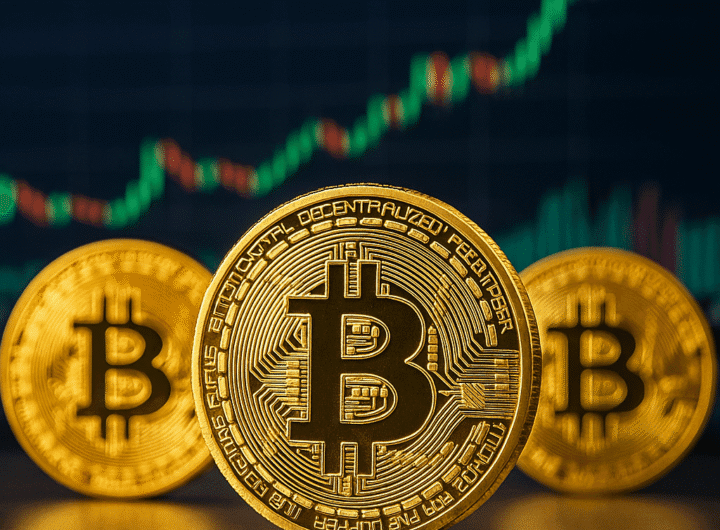 Monedas digitales con el logotipo de Bitcoin que simbolizan la nueva moneda local “Canyelles Coin”, proyecto económico innovador del Garraf.